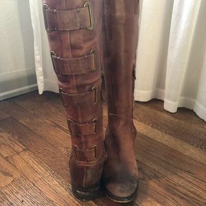 Brown Riding Boots with Brass Hardware